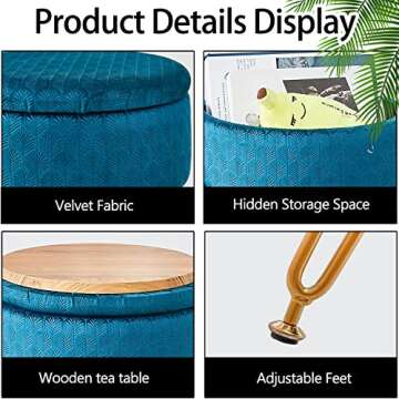 Elegant Cpintltr Velvet Storage Ottoman with Hidden Space