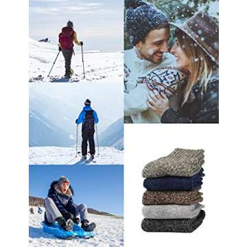 Jeasona Wool Socks for Women Warm Winter Thermal Thick Socks Gifts for Women Mom (Multicolored Dark)