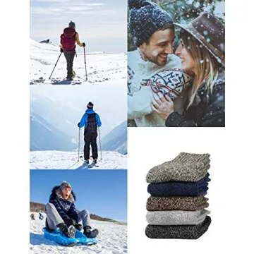 Jeasona Wool Socks for Women Warm Winter Thermal Thick Socks Gifts for Women Mom (Multicolored Dark)