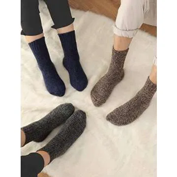 Jeasona Wool Socks for Women Warm Winter Thermal Thick Socks Gifts for Women Mom (Multicolored Dark)