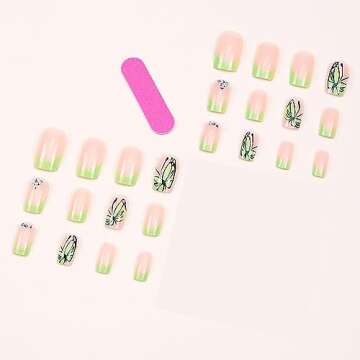 Vezocim Butterfly Press on Nails - 24pcs Stylish Short Nails