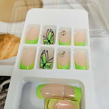 Vezocim Butterfly Press on Nails - 24pcs Stylish Short Nails