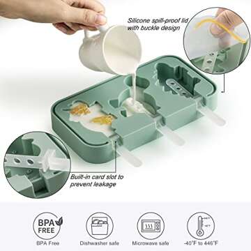 Chicrinum Silicone Popsicles Molds for Kids, Non-Stick 6 Pieces Food Grade Silicone Ice Pop Cream Mo...