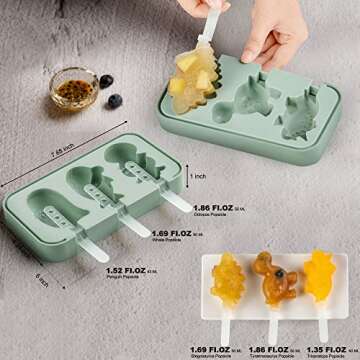 Chicrinum Silicone Popsicles Molds for Kids, Non-Stick 6 Pieces Food Grade Silicone Ice Pop Cream Mold, Stackable Popsicle Maker with Reusable Sticks