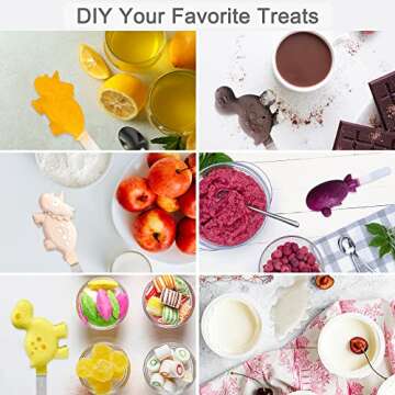 Chicrinum Silicone Popsicles Molds for Kids, Non-Stick 6 Pieces Food Grade Silicone Ice Pop Cream Mold, Stackable Popsicle Maker with Reusable Sticks