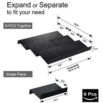 Artibear Expandable Aluminum Spice Rack Drawer Organizer for 8" to 16" Kitchen Cabinets Drawer Tray, Set of 6, Black