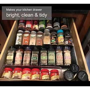 Artibear Expandable Aluminum Spice Rack Drawer Organizer for 8" to 16" Kitchen Cabinets Drawer Tray, Set of 6, Black