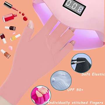 COOSLIM Anti UV Gloves for Gel Nail Lamp, UPF50+ Protection Gloves for Manicures, UV Sun Protection Gloves for Women-Pink