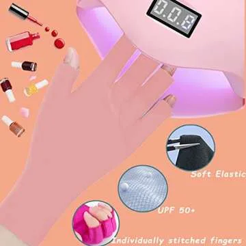 COOSLIM Anti UV Gloves for Gel Nail Lamp, UPF50+ Protection Gloves for Manicures, UV Sun Protection Gloves for Women-Pink