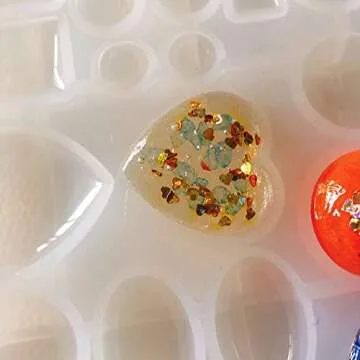 ScivoKaval Cabochon Gem Jewelry Silicone Mold Oval Teardrop Square Heart Round Shapes for Polymer Clay Crafting Resin Epoxy Pendant Earrings Making Casting DIY Craft Mold 29 Design 58 Cavity Large