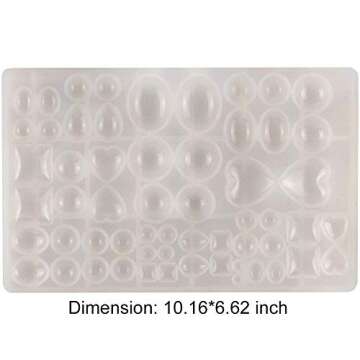 ScivoKaval Cabochon Gem Jewelry Silicone Mold Oval Teardrop Square Heart Round Shapes for Polymer Clay Crafting Resin Epoxy Pendant Earrings Making Casting DIY Craft Mold 29 Design 58 Cavity Large