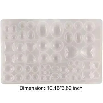 ScivoKaval Cabochon Gem Jewelry Silicone Mold Oval Teardrop Square Heart Round Shapes for Polymer Clay Crafting Resin Epoxy Pendant Earrings Making Casting DIY Craft Mold 29 Design 58 Cavity Large