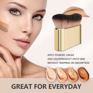 Siren Makeup Brush, BeCause Pro Siren Brush, Siren Brush Makeup, Foundation Makeup Brush, Foundation Brush for Liquid Makeup (Gold)