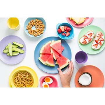 bobo&boo Bamboo Kids Snack Bowls, Set of 4 Bamboo Dishes, Non Toxic, Eco Friendly & Stackable Kids Snack Containers, Great Gift for Baby Showers, Birthdays & Preschool Graduations, Sunset