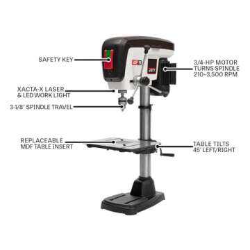 JET 15-Inch Benchtop Drill Press for Precise Drilling