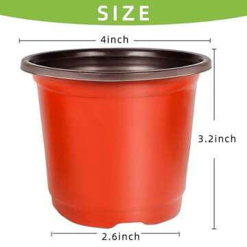 Plant Nursery Pot/Pots 100 Pcs 4" Plastic Small Plants Pots Flower Pots Seed Starting Pots for Plant...