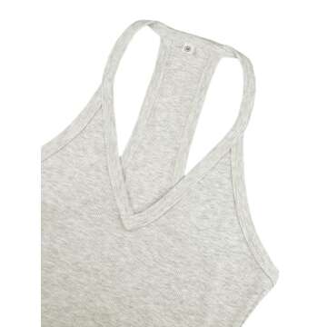 iGENJUN Women Workout Tops Tank Tops Basic Cute Summer 2024 V Neck Going Out Slim Fit Yoga Gym Ribbed Sleeveless Shirts Clothes,S,Heather Grey