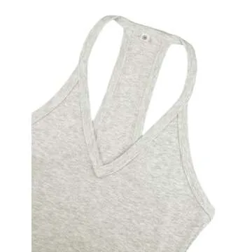 iGENJUN Women Workout Tops Tank Tops Basic Cute Summer 2024 V Neck Going Out Slim Fit Yoga Gym Ribbed Sleeveless Shirts Clothes,S,Heather Grey