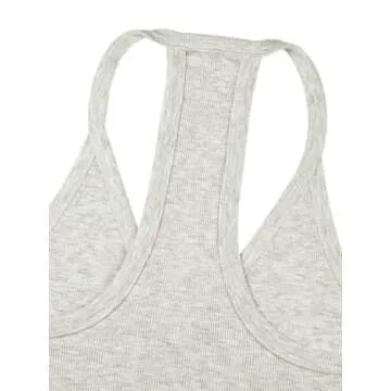 iGENJUN Women Workout Tops Tank Tops Basic Cute Summer 2024 V Neck Going Out Slim Fit Yoga Gym Ribbed Sleeveless Shirts Clothes,S,Heather Grey