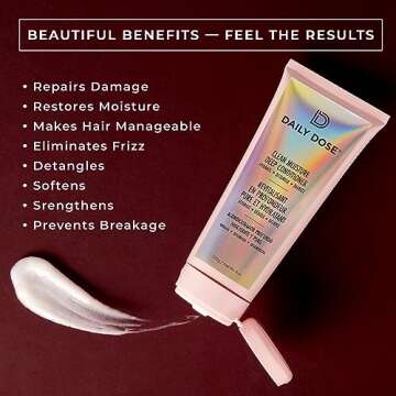 DAILY DOSE Deep Conditioner Hair Mask/Masque - Treatment for Dry, Damaged & Colored Treated Hair - P...