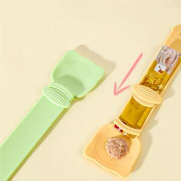 Arvintas 3PCS Cat Strip Feeder Spoon, Sliding Pet Treat Spoon Squeeze, Easy Feeding Pet Spoon for Puree and Bisque Delectables Lickable Wet Cat Treat