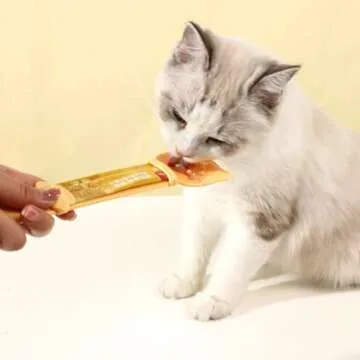 Arvintas 3PCS Cat Strip Feeder Spoon, Sliding Pet Treat Spoon Squeeze, Easy Feeding Pet Spoon for Puree and Bisque Delectables Lickable Wet Cat Treat