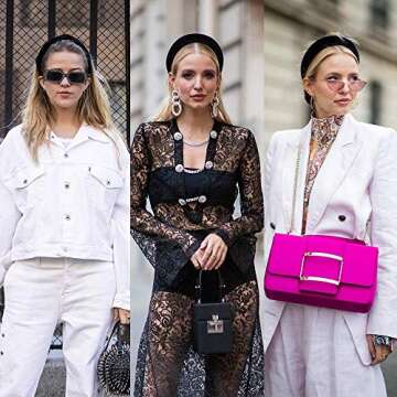 Womens Padded Headbands Fashion 2PCS Thick Velvet Pearl Vintage hair accessories Alice Band headband