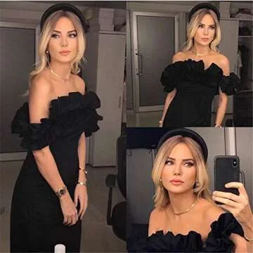 Womens Padded Headbands Fashion 2PCS Thick Velvet Pearl Vintage hair accessories Alice Band headband