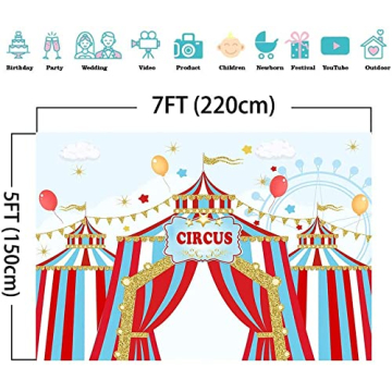 Fanghui 7x5ft Red Circus Backdrop for Parties & Photos