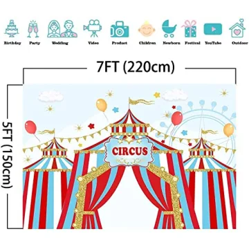 Fanghui 7x5ft Red Circus Backdrop for Parties & Photos