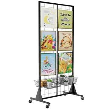 Blasinc Gridwall Panel Display Stand 2' x 5.5' Ft Heavy Movable Floorstanding Detachable Girdwall for Easy Transport, Standing Grid Towe Display Rack for Retail and Craft FairGrid Wall Panels