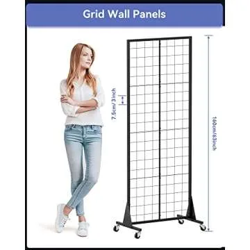 Blasinc Gridwall Panel Display Stand 2' x 5.5' Ft Heavy Movable Floorstanding Detachable Girdwall for Easy Transport, Standing Grid Towe Display Rack for Retail and Craft FairGrid Wall Panels