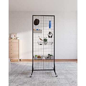Blasinc Gridwall Panel Display Stand 2' x 5.5' Ft Heavy Movable Floorstanding Detachable Girdwall for Easy Transport, Standing Grid Towe Display Rack for Retail and Craft FairGrid Wall Panels