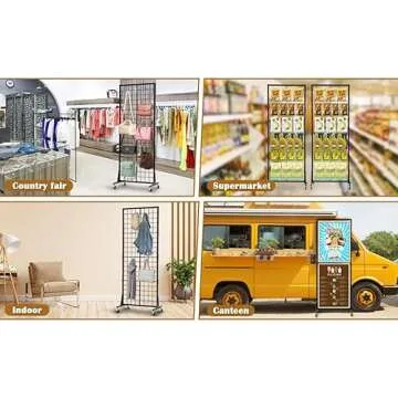 Blasinc Gridwall Panel Display Stand 2' x 5.5' Ft Heavy Movable Floorstanding Detachable Girdwall for Easy Transport, Standing Grid Towe Display Rack for Retail and Craft FairGrid Wall Panels