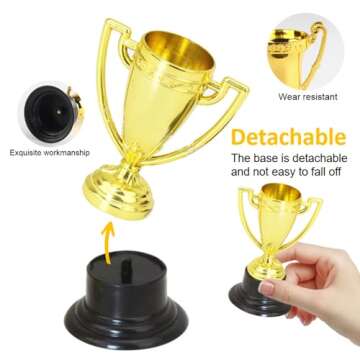 SenseYo Gold Mini Trophies for Kids | 24 Pack Award Cups