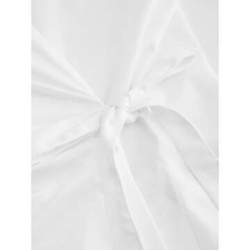 CIDER 100% Cotton Collar Solid Wrap Knotted Long Sleeve Shirt: White, S