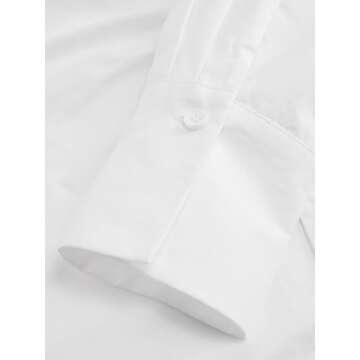 CIDER 100% Cotton Collar Solid Wrap Knotted Long Sleeve Shirt: White, S