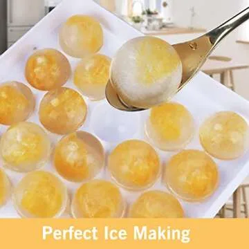 Round Ice Cube Trays for Freezer with Cover & Bin, 3 Packs 1In Small Circle Ice Ball Maker Mold, BPA Free Ice Tray for Cocktail & Whiskey…