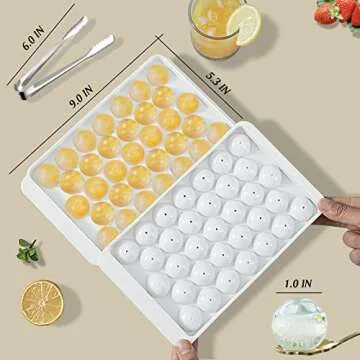 Round Ice Cube Trays for Freezer with Cover & Bin, 3 Packs 1In Small Circle Ice Ball Maker Mold, BPA Free Ice Tray for Cocktail & Whiskey…