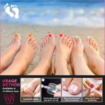 AORAEM 500PCS Clear False Toenails for DIY Nail Art