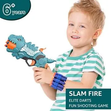 Dinosquad Dinosaur Blasters Toy for Toddlers, Dino Soft Bullet Toy Blasters Outside Toy Shooting Dart for Boys Girls 6 Year Old, 50 Soft Foam Darts & 5-Dart in Rotating Barrel