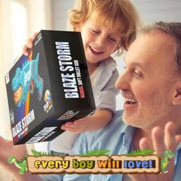 Dinosquad Dinosaur Blasters Toy for Toddlers, Dino Soft Bullet Toy Blasters Outside Toy Shooting Dart for Boys Girls 6 Year Old, 50 Soft Foam Darts & 5-Dart in Rotating Barrel