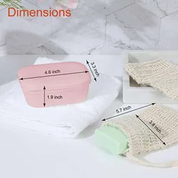 Quatish 1 Pack Soap Holder with Soap Saver Bag, Travel Soap Container with Lid, Portable Bar Soap Holder, Leakproof Soap Box with Perforations, Soap Dishes for Traveling, Camping, Gym,Pink
