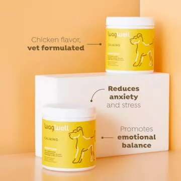WagWell Calming Chews for Dogs – Vet-formulated Anxiety Relief for Dogs to Reduce Stressful Situations Like Travel or Fireworks – Separation Anxiety Relief for Dogs to Ease Stress & Promote Relaxation