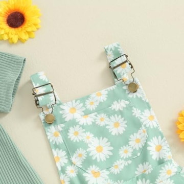 Newbgclo Toddler Summer Daisy Floral Overalls Set 2Pcs