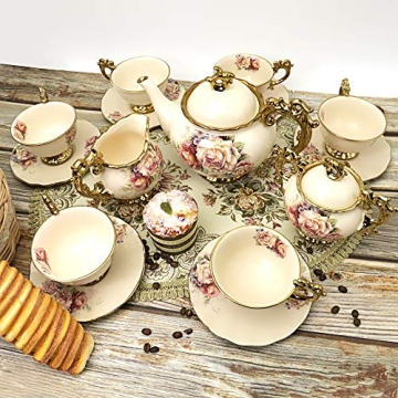 FangKuai Elegant 15-Piece Vintage Tea Set for All Occasions