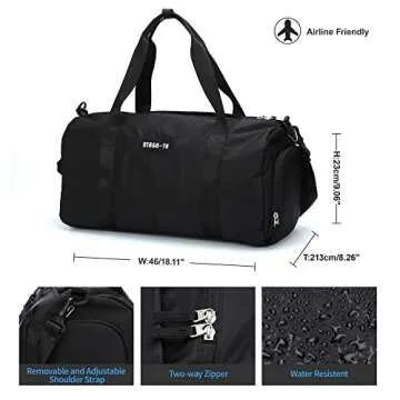 Gym Bag for Women, Workout Duffel Bag, Sports Gym Bags with Wet Pocket and Shoe Compartment