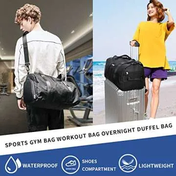 Gym Bag for Women, Workout Duffel Bag, Sports Gym Bags with Wet Pocket and Shoe Compartment