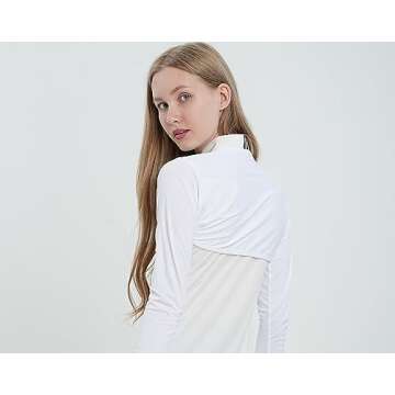Ciguo Women's Golf Cooling Shawl Sun Protection Outdoor Arm Sleeve (White, Small-Medium)