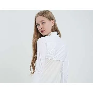 Ciguo Women's Golf Cooling Shawl Sun Protection Outdoor Arm Sleeve (White, Small-Medium)